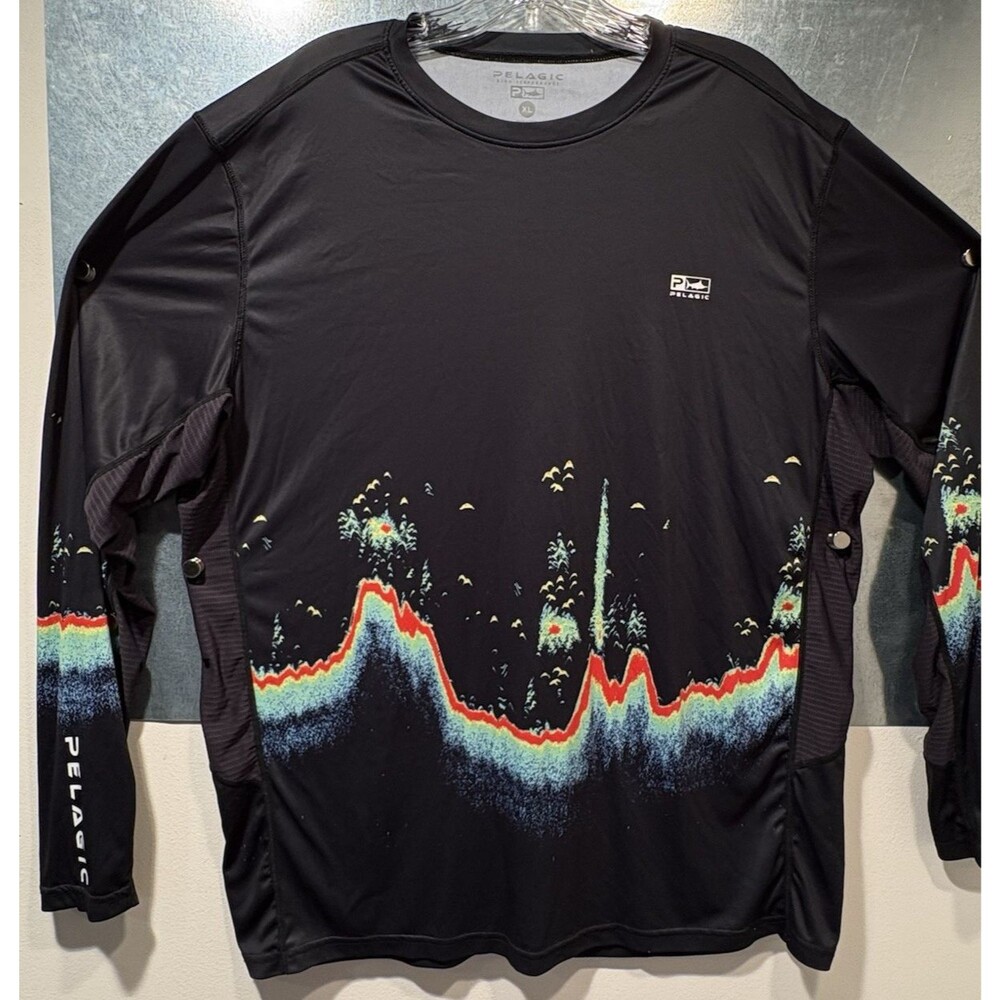 Pelagic UPF Mesh Vent Shirt Black Long Sleeve VaporTek Fishing Sonar Marine XL